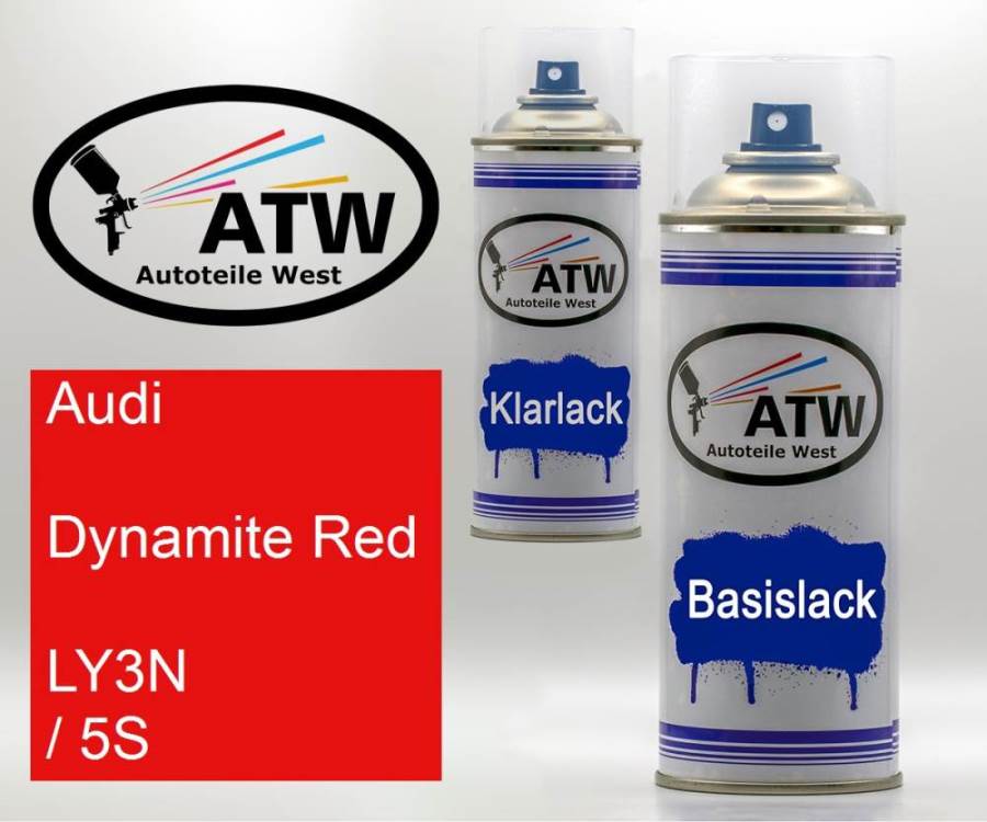 Audi, Dynamite Red, LY3N / 5S: 400ml Sprühdose + 400ml Klarlack - Set, von ATW Autoteile West.